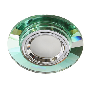 Oczko sufitowe okrągłe szklane zielone chrom oprawa halogenowa GU10