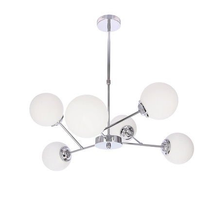 BELWEDER lampa wisząca chromowy 6x40W E14 klosz biały  36-39842