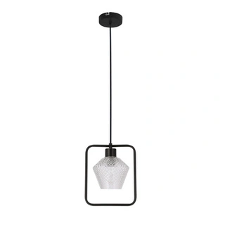 Lampa wisząca Niko szklany klosz bezbarwny karbowany do salonu E27 1x40W
