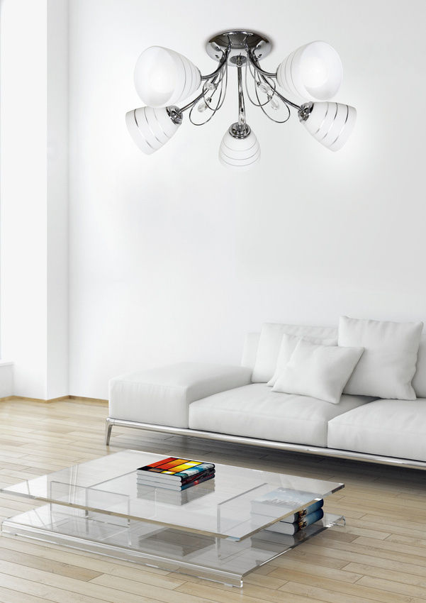 Lampa sufitowa Simpli ze szklanymi kloszami 5-punktowa do salonu