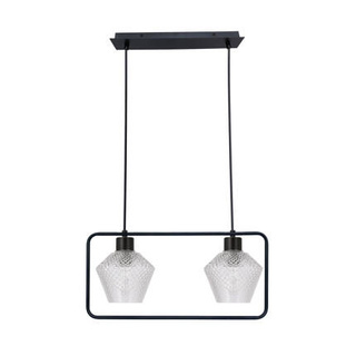 Lampa wisząca Niko podwójna do salonu szklane klosze karbowane E27 Czarna