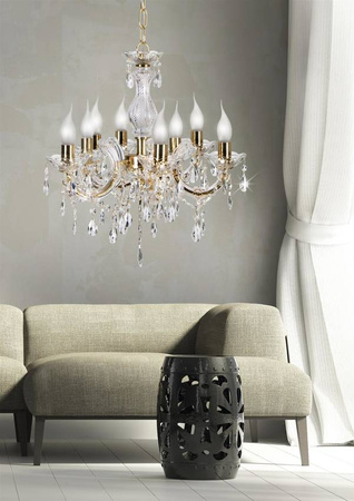 Lampa sufitowa wisząca złota kryształowa LED