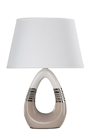 Lampka nocna Romano beżowo-biała ceramiczna z abażurem E27