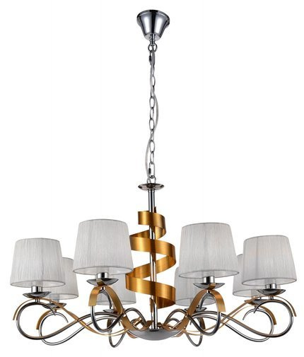 Lampa wisząca żyrandoł chrom/złoty 8x40W regulowany Denis Candellux 38-23469