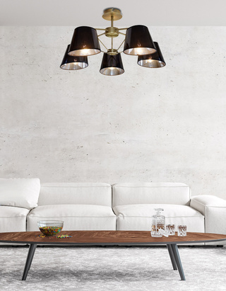 Lampa sufitowa Cortez z abażurami 5-punktowa do salonu