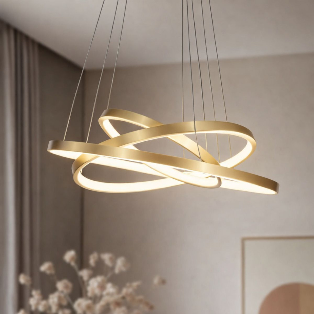 Lampa wisząca Lune złota LED 60W okrągła 50 cm nowoczesna