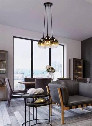 Lampa wisząca Nubia szklana potrójna do salonu z kloszem optycznym E27