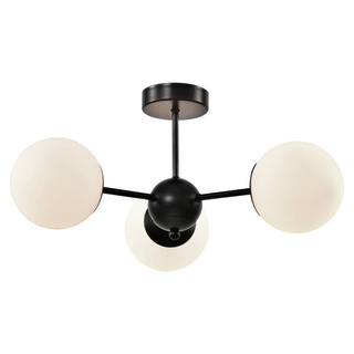 Lampa wisząca Calari kula potrójna do salonu czarna z białym kloszem E14