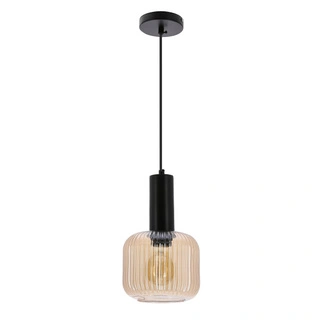 LINOX lampa wisząca czarny 1x40 E27 klosz bursztynowy