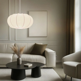 Lampa wisząca CAFEE' skandynawska - z abażurem kremowym latte 52 cm - minimalistyczne oświetlenie sufitowe w stylu japandi E27