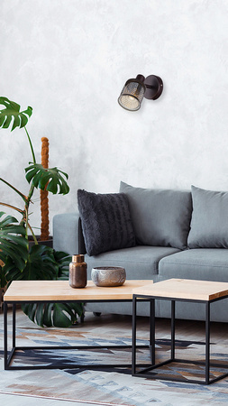 Kinkiet Canabera loft regulowany metalowy koszyk kawowe złoto do salonu E14
