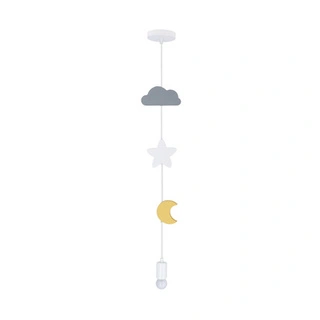 Lampa wisząca do pokoju dziecięcego Moon drewniana chmurka gwiazdka księżyc wielokolorowa E27