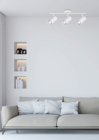 Lampa sufitowa Colly biała listwa spot regulowana 3-punktowa do salonu