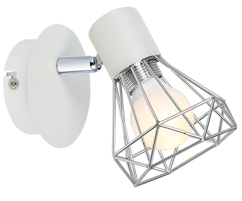 Lampa ścienna kinkiet 1X40W E14 biały abażur chrom VERVE 91-61331 w aranżacji