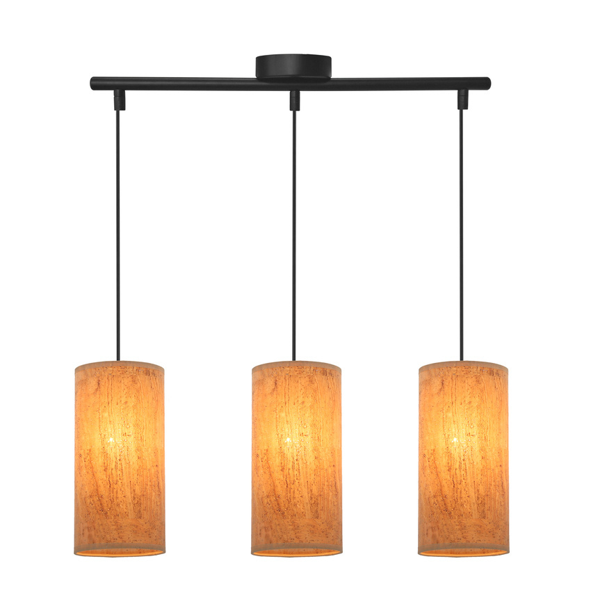 Lampa wisząca z abażurami Aragona potrójna korkowy abażur do jadalni