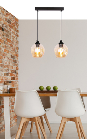 Lampa wisząca Aspa szklana podwójna do jadalni nad stół E27 czarno brązowa