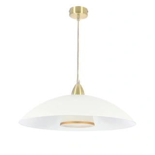 Lampa wisząca Duetto szklana do salonu satynowy złoty klosz biały 1xE27