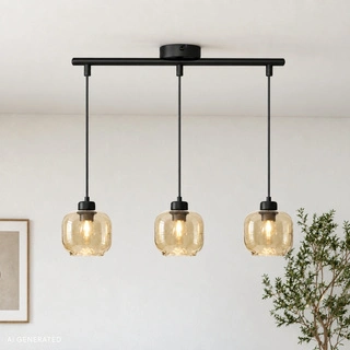 Lampa wisząca Marla potrójna z kloszami szklana czarna do salonu E27