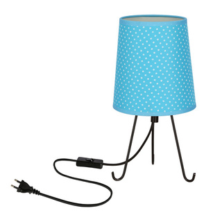 Lampka nocna Smally czarna z abażurem niebieskim w kropki E14