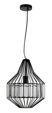 Lampa wisząca Alvaro czarna metalowa z kryształkami do salonu 1xE27
