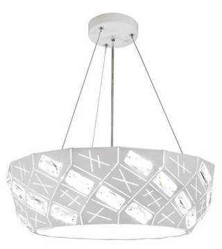 Lampa wisząca Glance biała metalowa z kryształkami 4-punktowa do salonu