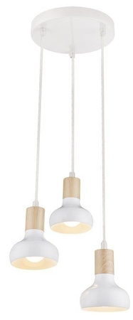 Lampa wisząca Puerto potrójna biała z metalowymi kloszami do salonu E14