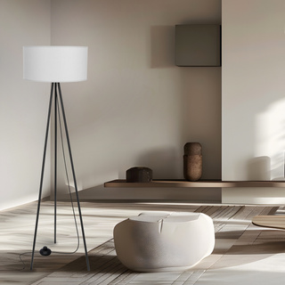 Lampa podłogowa SHANTI trójnóg z abażurem do salonu 1-punktowa