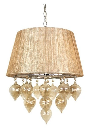 Lampa wisząca Elissa abażurowa beżowa z kryształami 3xE14 do salonu