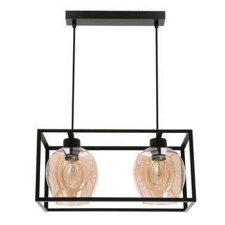 Lampa wisząca Sater z podwójnym szklanym kloszem do salonu czarno‑złota E27