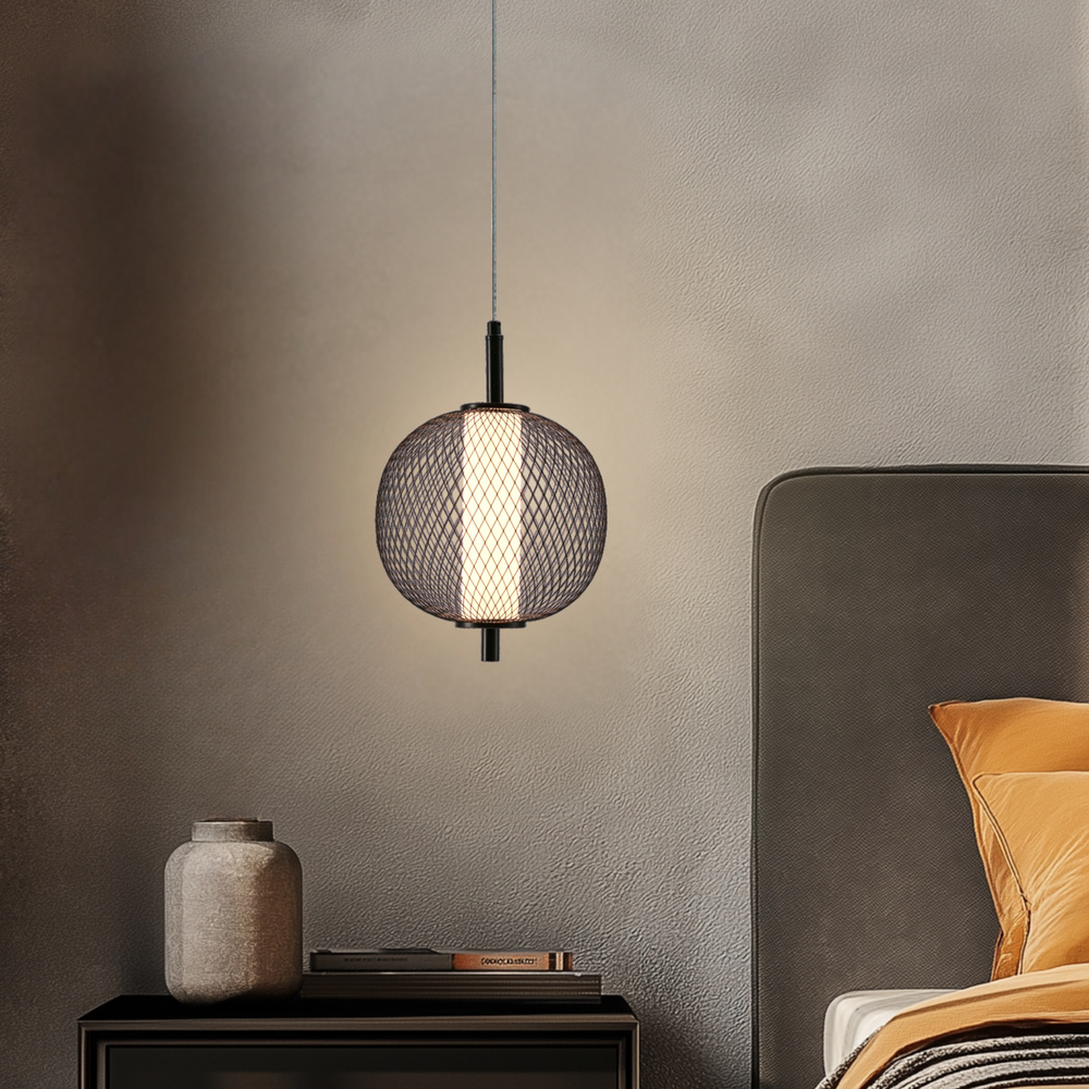 Lampa wisząca druciana PUMA z kulistym kloszem 20 cm – designerska lampa do salonu LED 3000K
