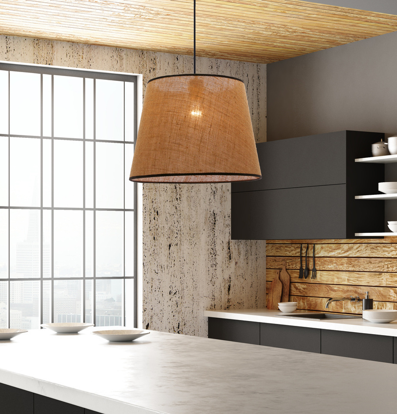 Jutland Lampa Wisząca Czarny 1X40W E27 Abażur Beżowy - Candellux