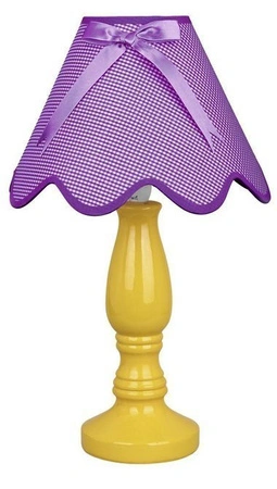 Lampka nocna Lola ceramiczna żółto-fioletowa z abażurem E14 Candellux