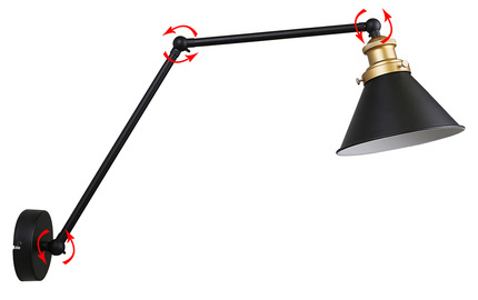 Fundo lampa kinkiet czarny+złoty 1X40 E27 klosz czarny 21-05908