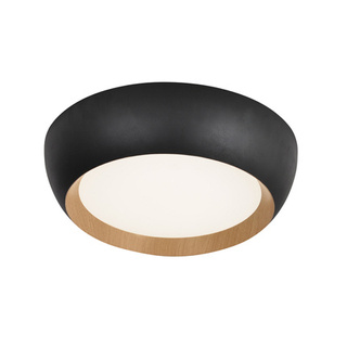Plafon LED Abruzzo okrągły do kuchni i łazienki 40 cm 4000K czarno-drewniany
