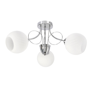 Lampa wisząca Tartine potrójna z białymi kloszami szklana srebrna E27