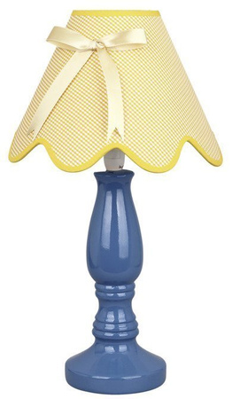 Lampka nocna Lola niebiesko-żółta klasyczna z abażurem E14