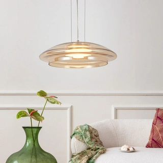 Lampa wisząca Ombre 34 szklana klosz bursztynowy biały pojedyncza GX53