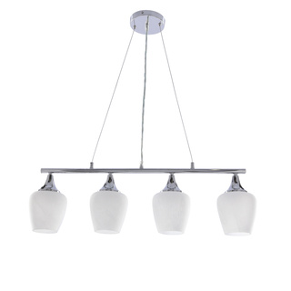 Lampa wisząca Electra nad stół 4-płomienna na belce białe klosze E27 do jadalni