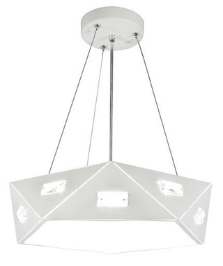 Lampa wisząca Nemezis biała pięciokątna metalowa 3-płomienna do salonu 3xG9