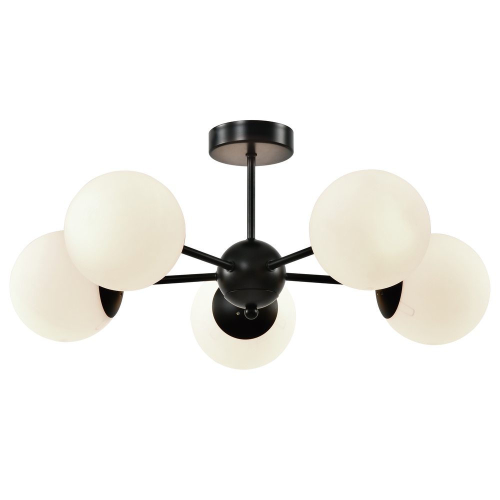Lampa wisząca Calari kula do salonu czarna 5-płomienna szklane klosze E14