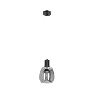 Lampa wisząca Udin szklana pojedyncza z kloszem szarym do jadalni GU10