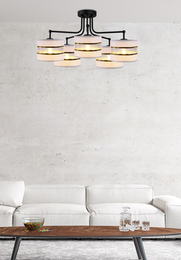 Lampa sufitowa biała/chrom 5xE27 Andy 35-00521 w aranżacji