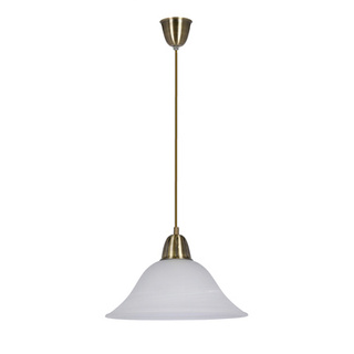 Lampa wisząca Rubi szklana pojedyncza do salonu patynowa klosz biały E27