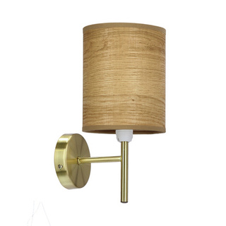 Kinkiet Yan patynowy z abażurem orzechowym do salonu E14 1x40W