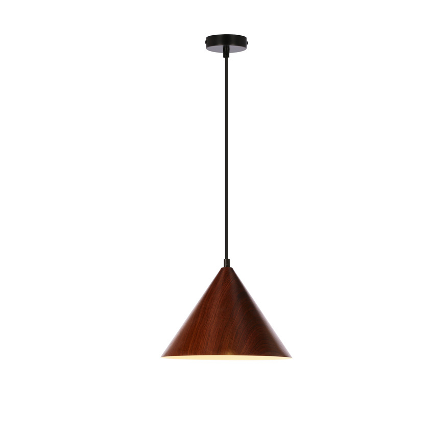 Lampa wisząca Dunca klosz stożek ciemny orzech 25 cm do jadalni E27 1x40W