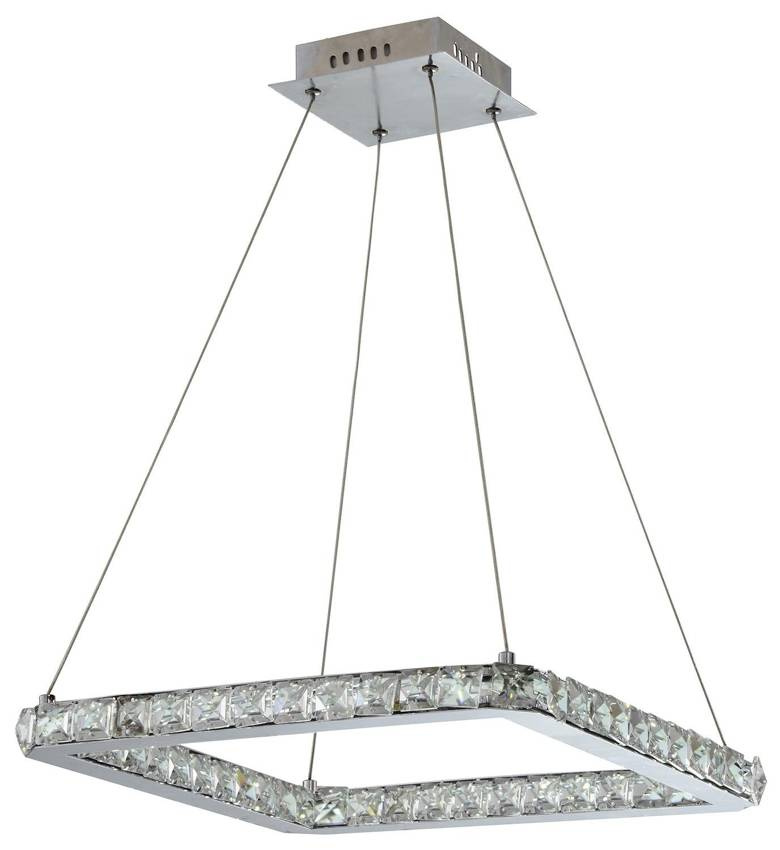 Lampa wisząca Lords kryształowa kwadratowa LED srebrna do salonu