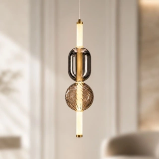 Lampa wisząca Kelly szklana złota pojedyncza LED 8W 2700K