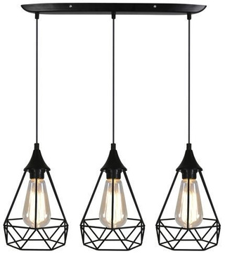Lampa wisząca Graf czarna metalowa potrójna druciana do jadalni 3xE27