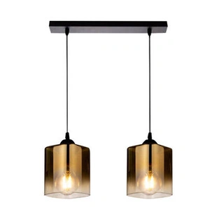 Lampa wisząca Serena szklana podwójna nad stół czarno złota E27