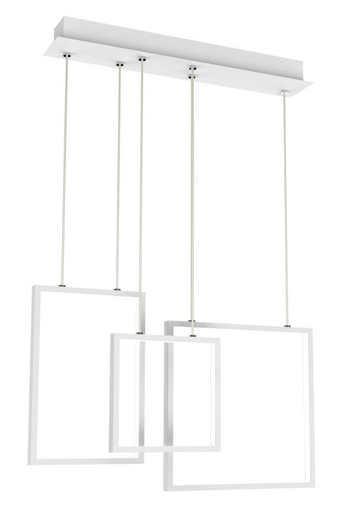 Lampa wisząca Keos kwadratowa potrójna biała LED do salonu